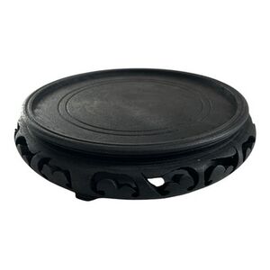 Antique Chinese Carved Wood Display Stand Black Vase Table Base 4.5”